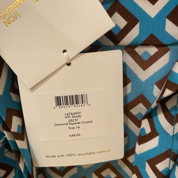Diane Von Furstenberg Jumpsuit in Diamond Squares Coastal Size 14 - Picture 5 of 5